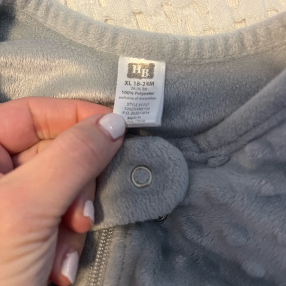 Hudson Baby XL (18-24 month) sleep sack grey plush - Picture 2 of 2